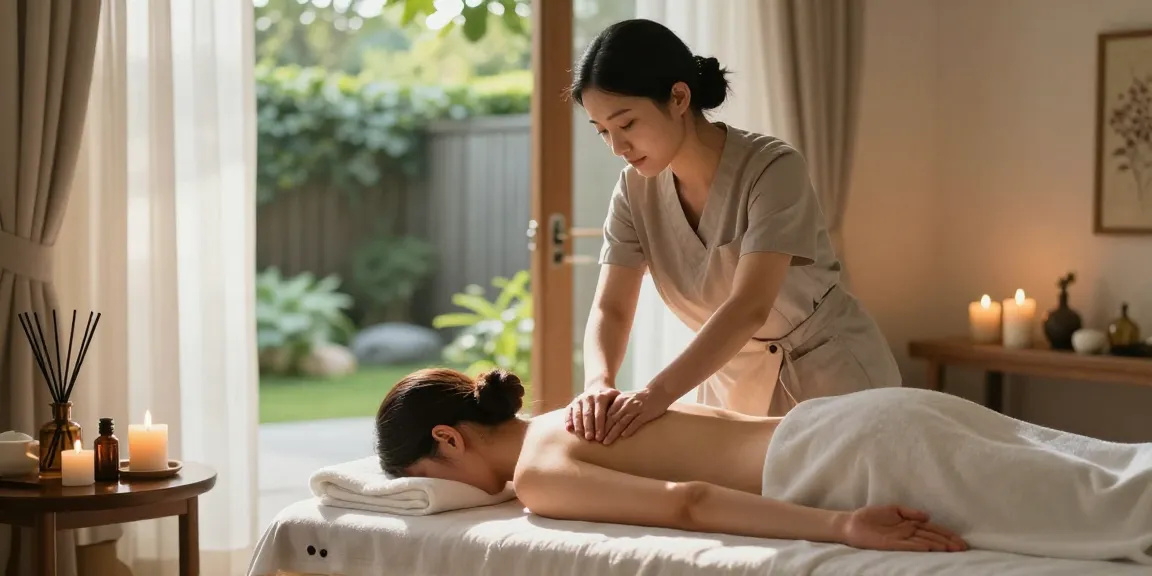 Relaxing 하남출장안마 experience with a therapist providing a soothing Swedish massage in a calming home environment.