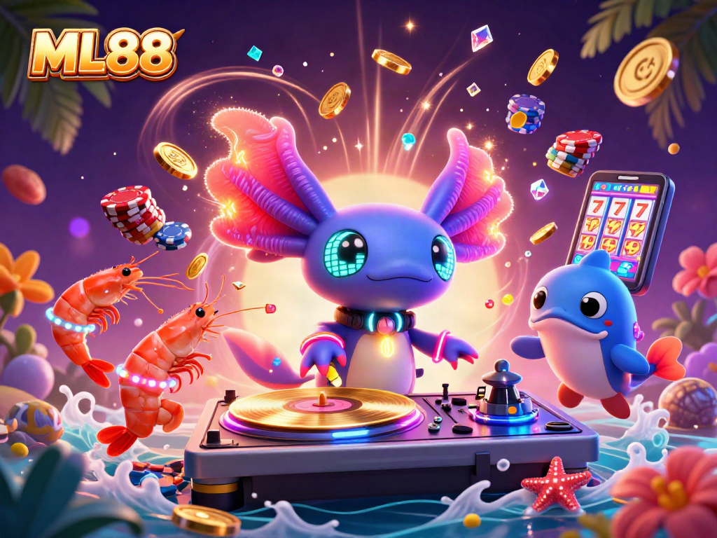 Spin golden records and win big at ML88 with vibrant underwater casino characters.