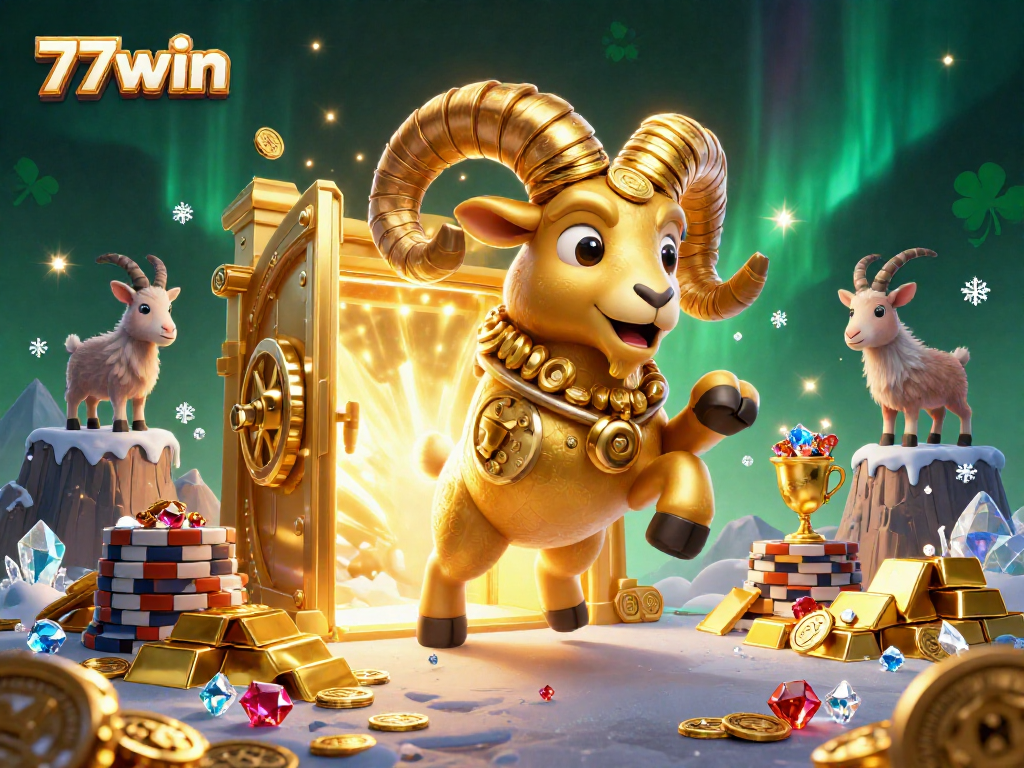 Experience the thrill of gaming with 77win's vibrant casino action featuring golden elements.