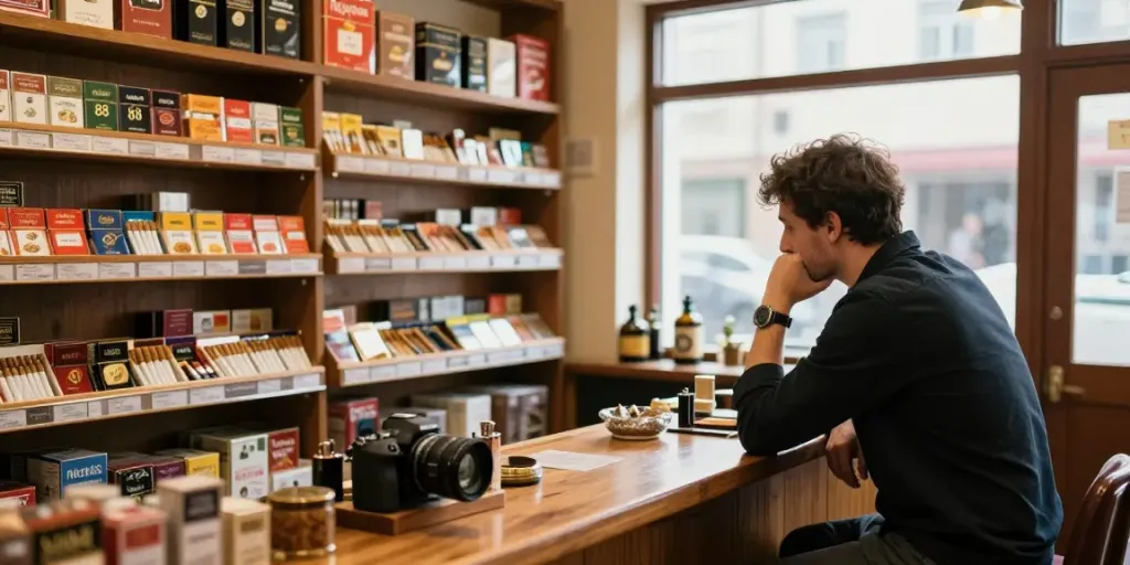 Rokok 88 tersedia di dalam toko rokok yang hangat dan mengundang.