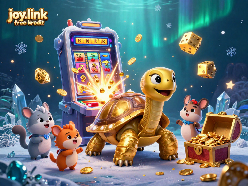 Experience joy.link free kredit with exciting games and vibrant casino elements in a colorful 3D scene.