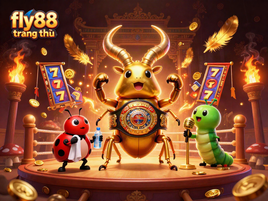 Engage with exciting action on fly88 trang chủ as a colorful boxing beetle champions the game on dynamic slot reels.