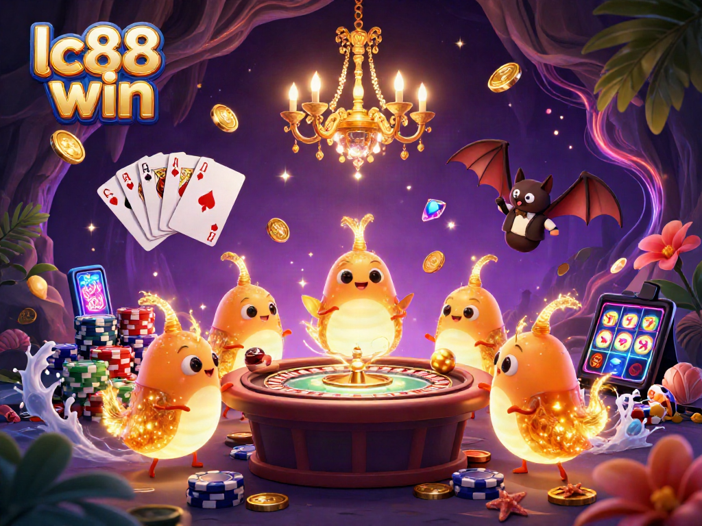 Experience lc88 win with glowing glowworms and vibrant casino elements lighting up the game.