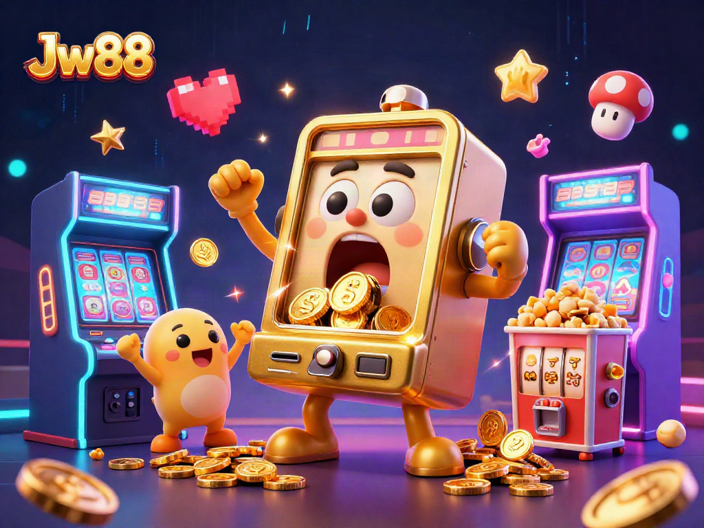 Experience Jw88's thrilling jackpot action with vibrant casino elements and dynamic characters.