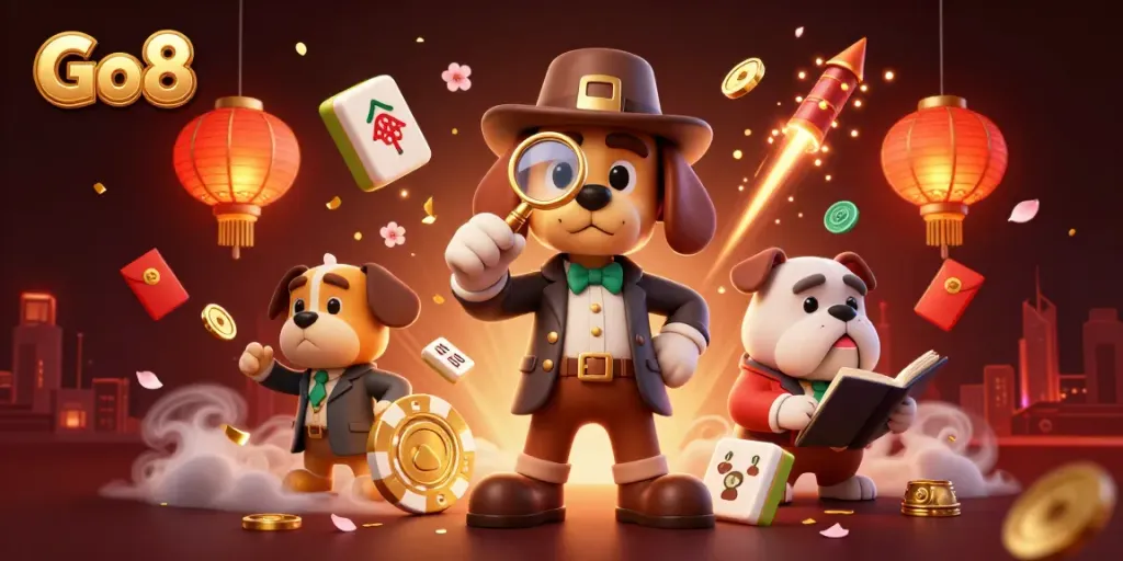 Experience the thrill of gambling with Go8 as detective characters uncover poker clues in an exciting casino adventure.