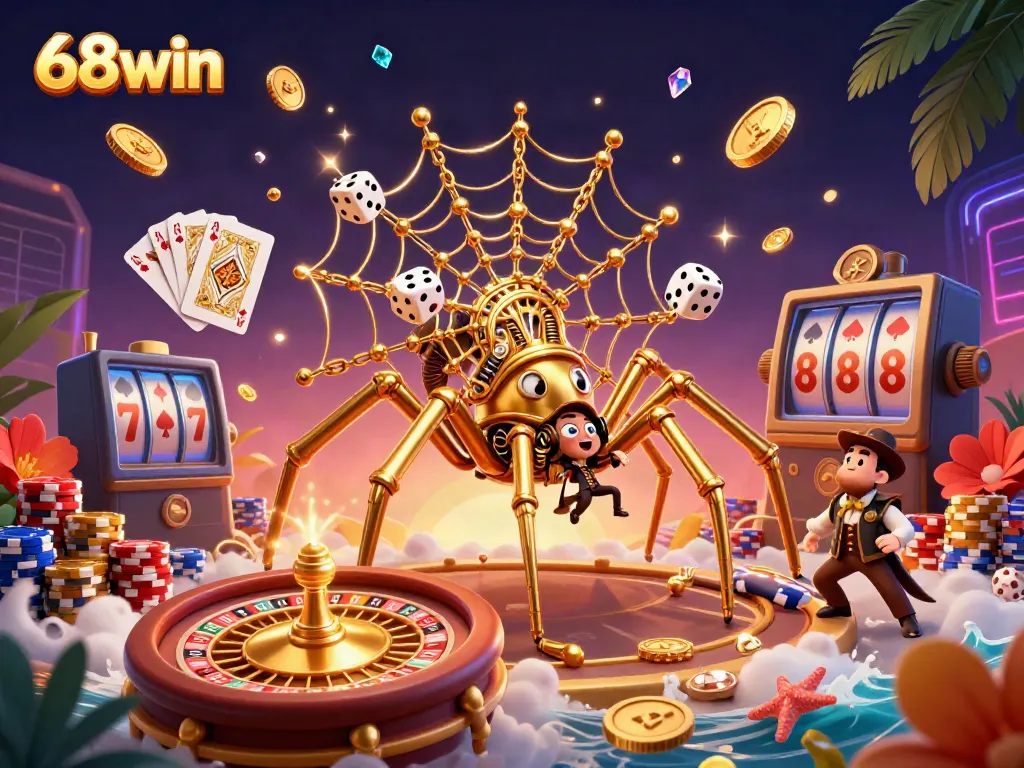 Engage with 68win's vibrant betting experience featuring steampunk characters in a dynamic casino scene.