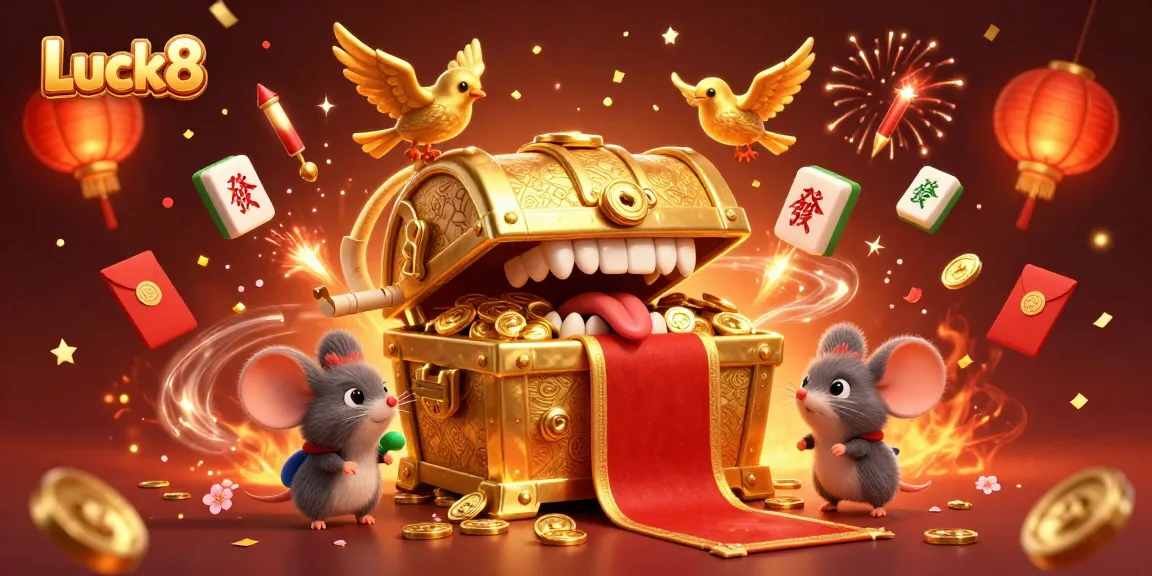 Spin the wheels of fortune at Luck8, where adventurer mice chase riches in a vibrant casino scene.