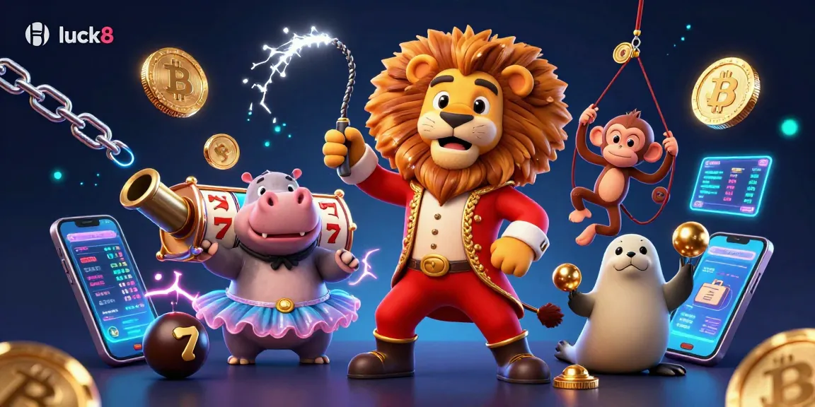 Experience excitement at luck8 as cartoon characters engage in dynamic casino games with vibrant elements.