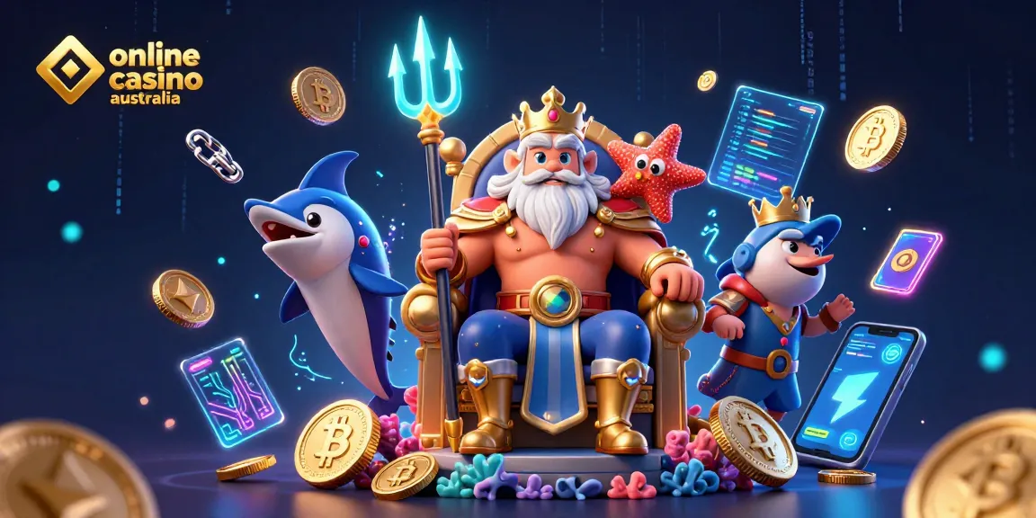 Experience online casino Australia with vibrant neon elements and dynamic characters representing the gaming excitement.