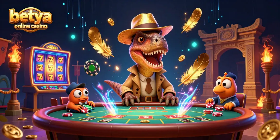 Experience dynamic gameplay at betya online casino with 3D casino characters amidst thrilling game elements.