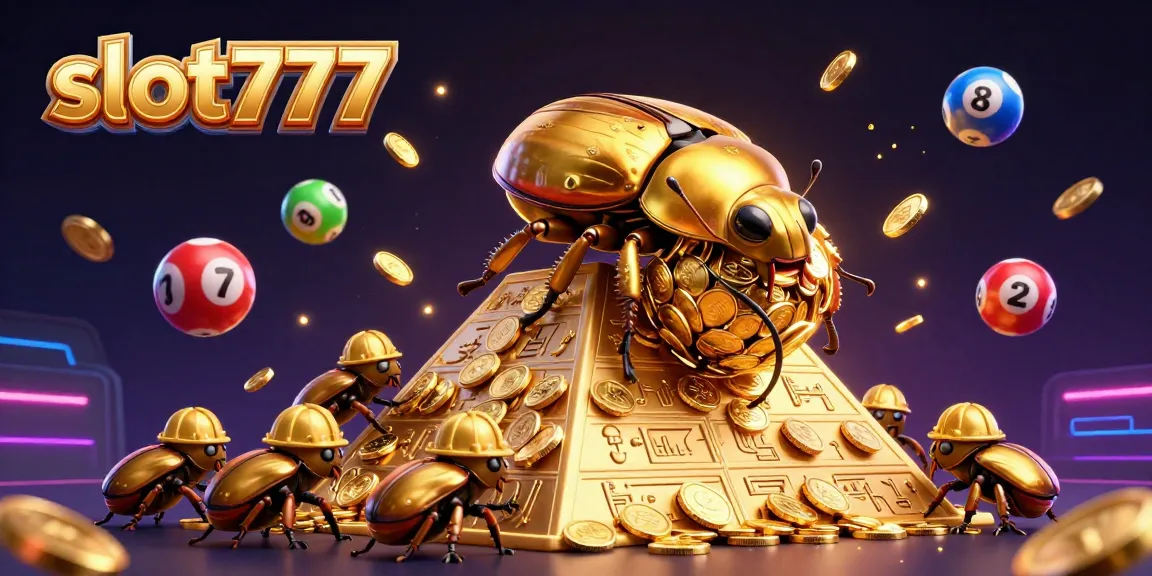 Engage in thrilling games at slot777 with vibrant lottery elements and golden coin visuals.